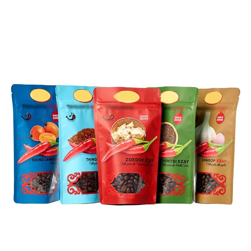 Custom No Ink Leakage Recyclable Composite Stand up Pouch Seeds Seasoning Spice Packaging Mylar Bag With Ziplock Zipper Window