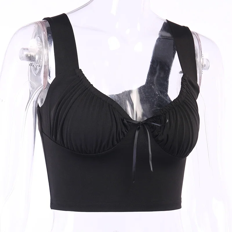 
2021 fashion sexy low-cut u-neck solid color slim-fitting halter vest women vest top 