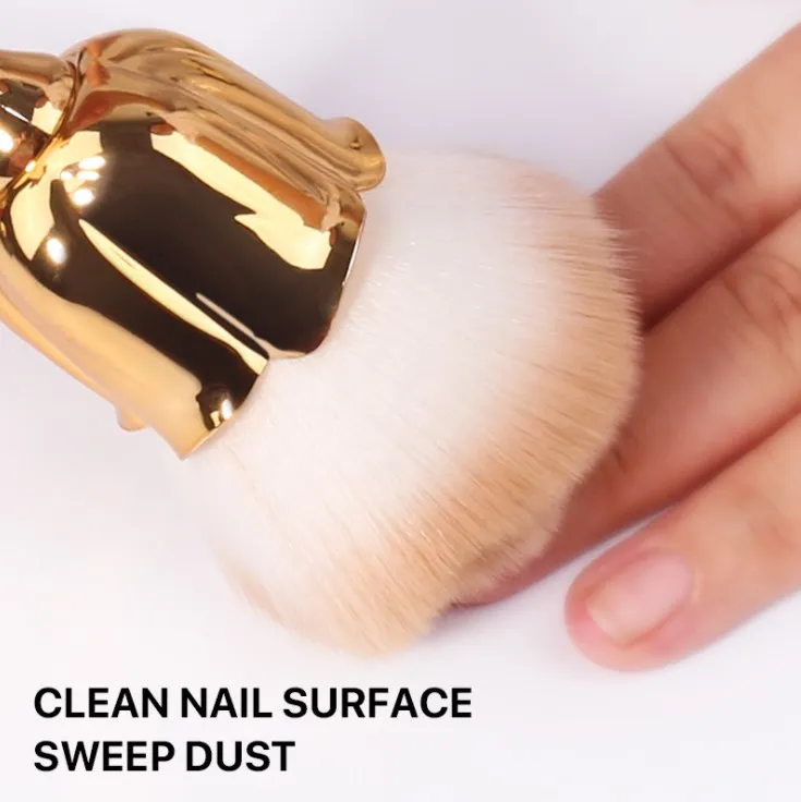 Aokitec Rose Flower Shape Long Handle Makeup Cleaner Manicure Tool Nail Dust Brushes