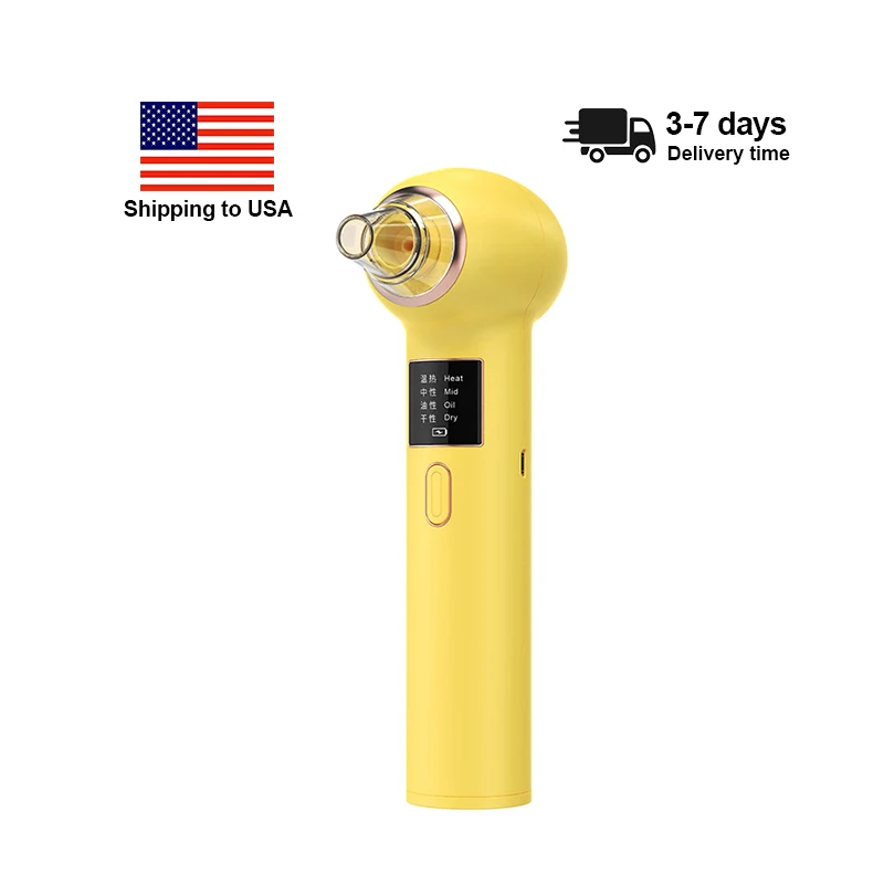 USA stock Rechargeable Blackhead and Pimple Remover Electric Facial Vacuum Suction Machine with Heating Pink yellow green
