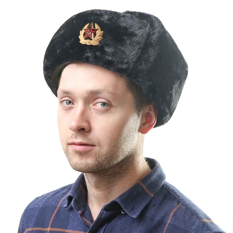 Зимняя уличная шапка-ушанка с логотипом на заказ Русская Шапка-ушанка