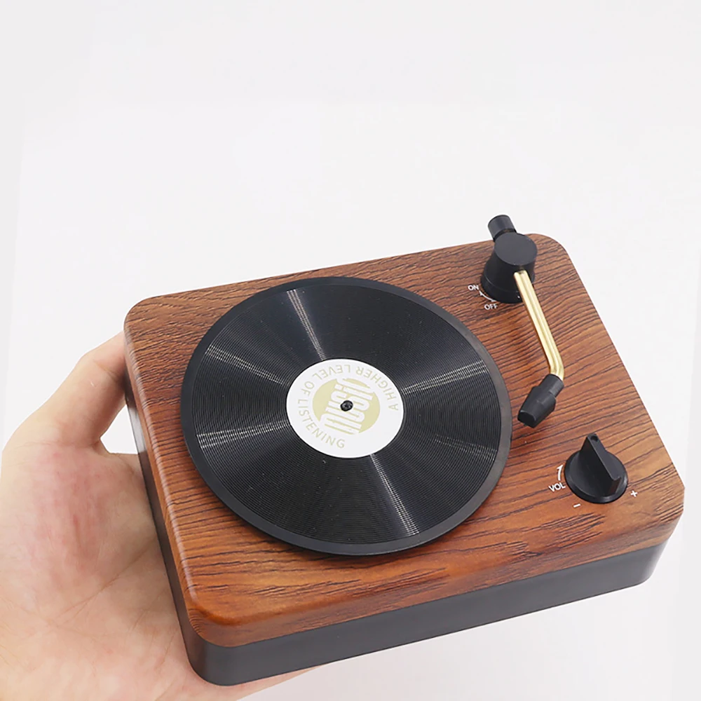 New Retro Table with Cultural Mini Portable Creative Vinyl Record Small Audio Speaker