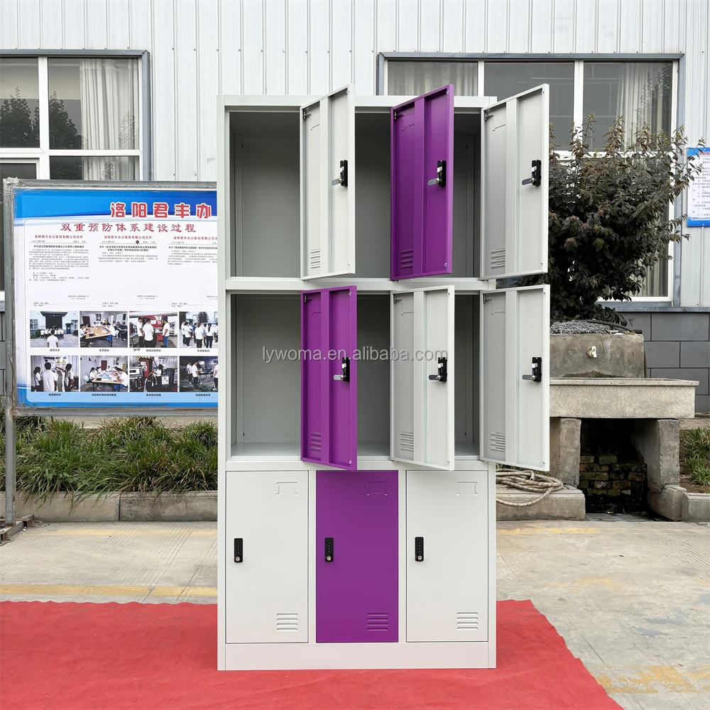 Color Cabinet 9 Door Steel Locker Cabinet With Mechanical Lock China Supplier Metal Locker
