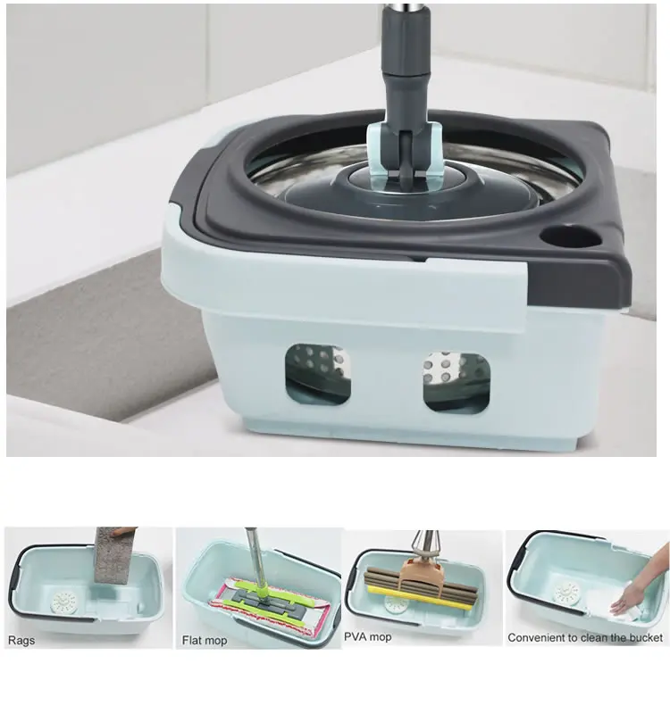 Easy Clean 360 Degree Plastic Bucket Spin Mops with 2 Refill