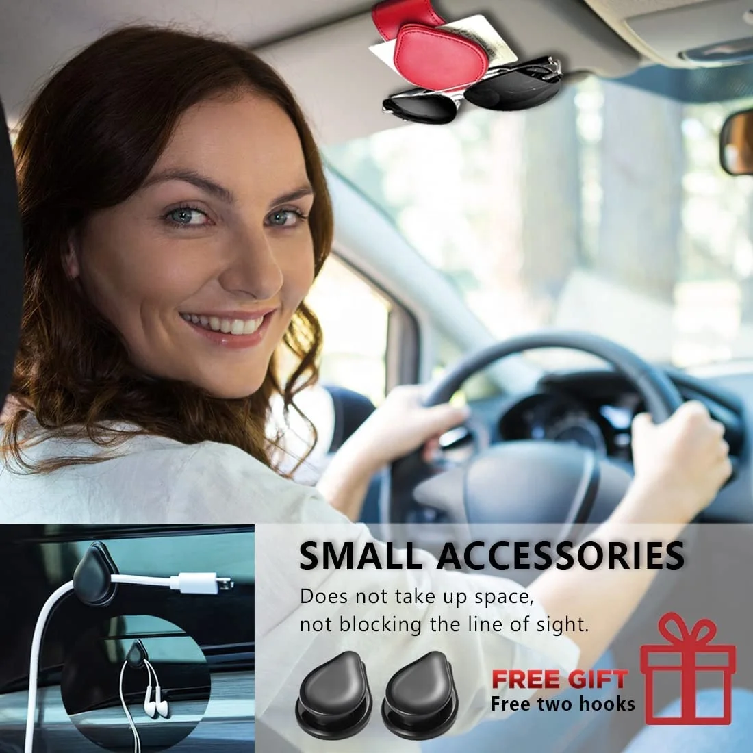 2022 Leather Storing Glasses Cards Leather Magnet Car Visor Sunglass Holder