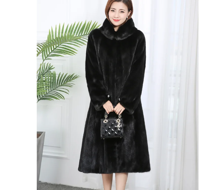 2022 new style Woman plus size coat elegant mink hooded  winter coats for ladies women faux  fox fur coat jacket hood