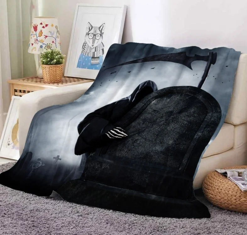 Promotional Witch Halloween Pumpkin Digital Print Soft Flannel Sherpa Lining Blanket