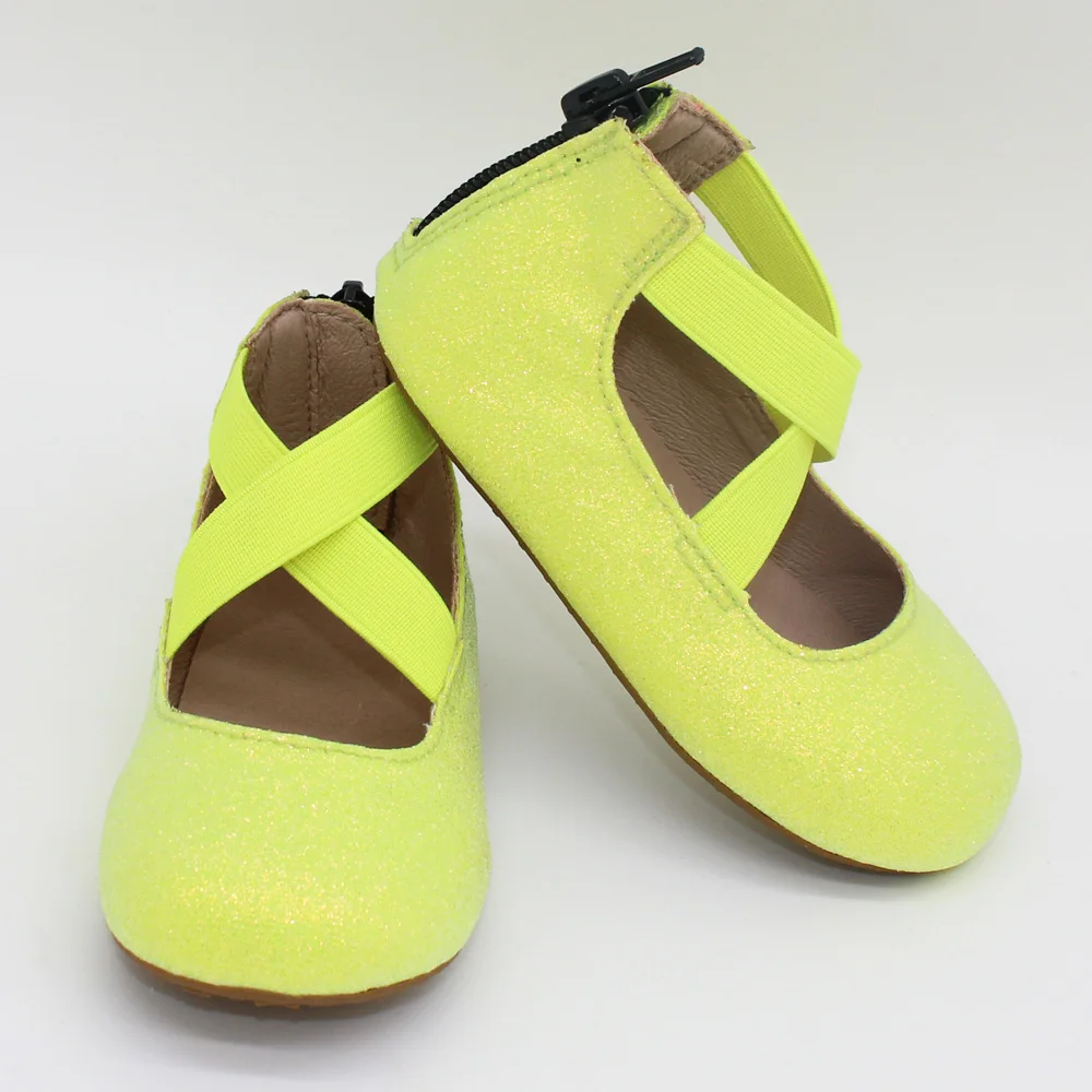 fashion rubber sole glitter leather ballet kids 2021 flat