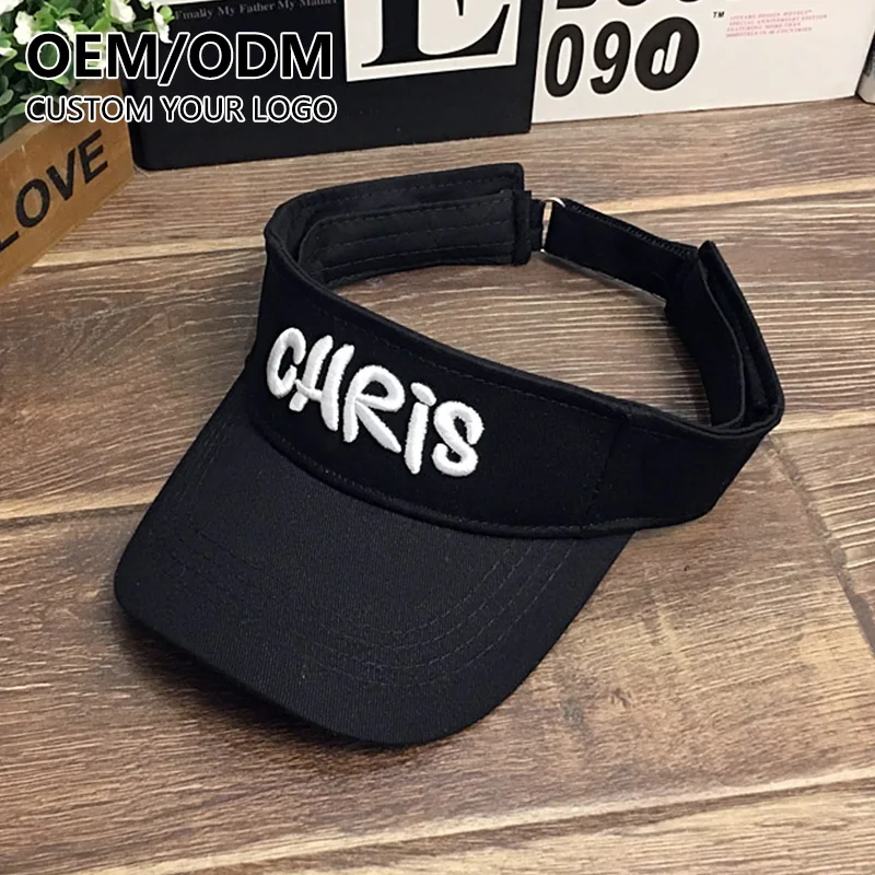 wholesale Cotton polyester Sport running Visor Hat Contrast Adjustable custom Embroidery logo Golf Visor Cap for Women