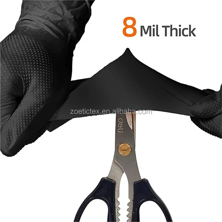 8 mil disposable automobile industrial orange  nitrile  garage duty car repair use heavy mechanical  chemical proof gloves