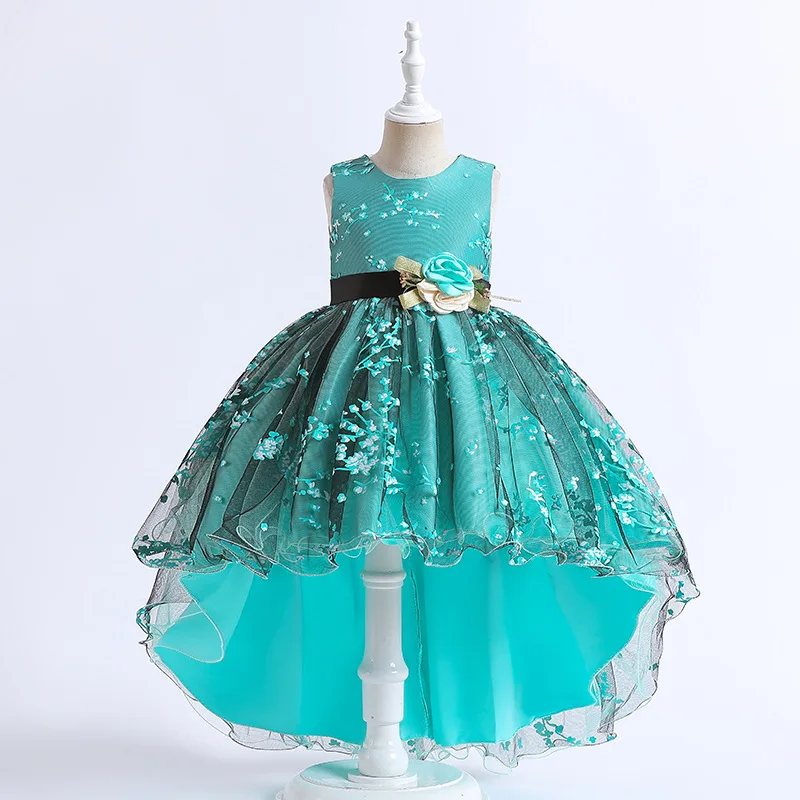 Hot Selling Little Girl Toddler Dresses Boutique Children Clothing Very Long Parts Frock Tail 2 Year Old Wedding Dress
