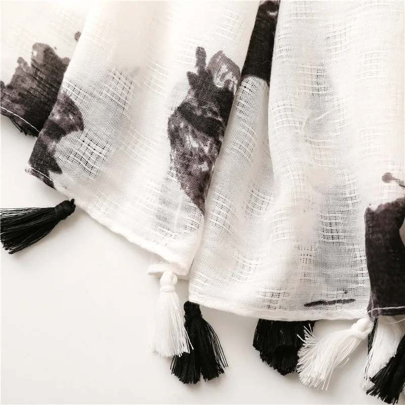 2022 new design Black hand-painted printed scarf hijab