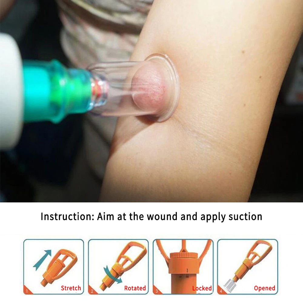 Colorful Snake Bite Kit with Emergency First Aid Supplies Venom Extractor Suction Pump Bite and Sting First Aid kit for Hiking