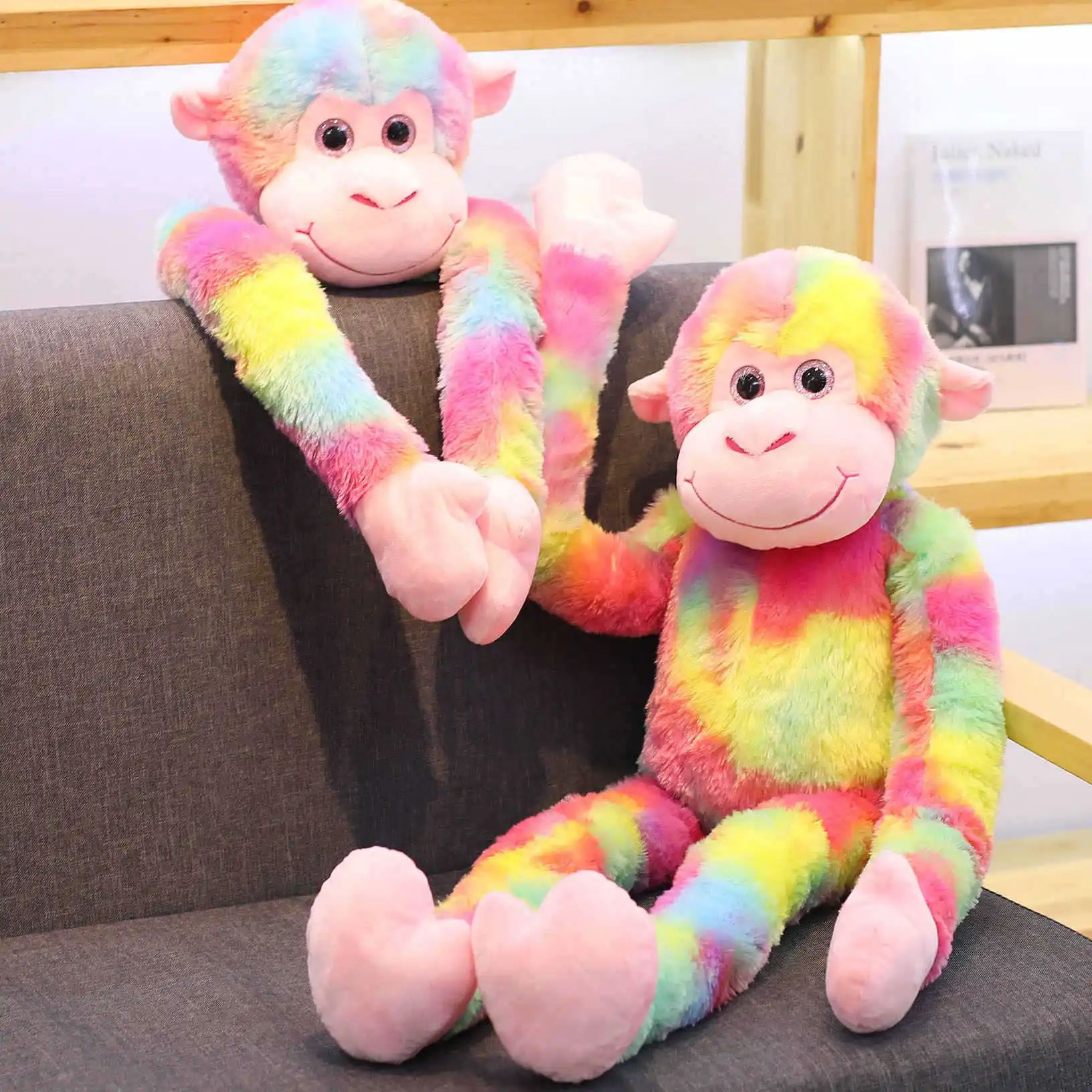 Custom Long Arms And Legs Soft Plush Monkey Rainbow Colour Toy Fashion  Stuffed Animal Plush  Wholesale Monkey