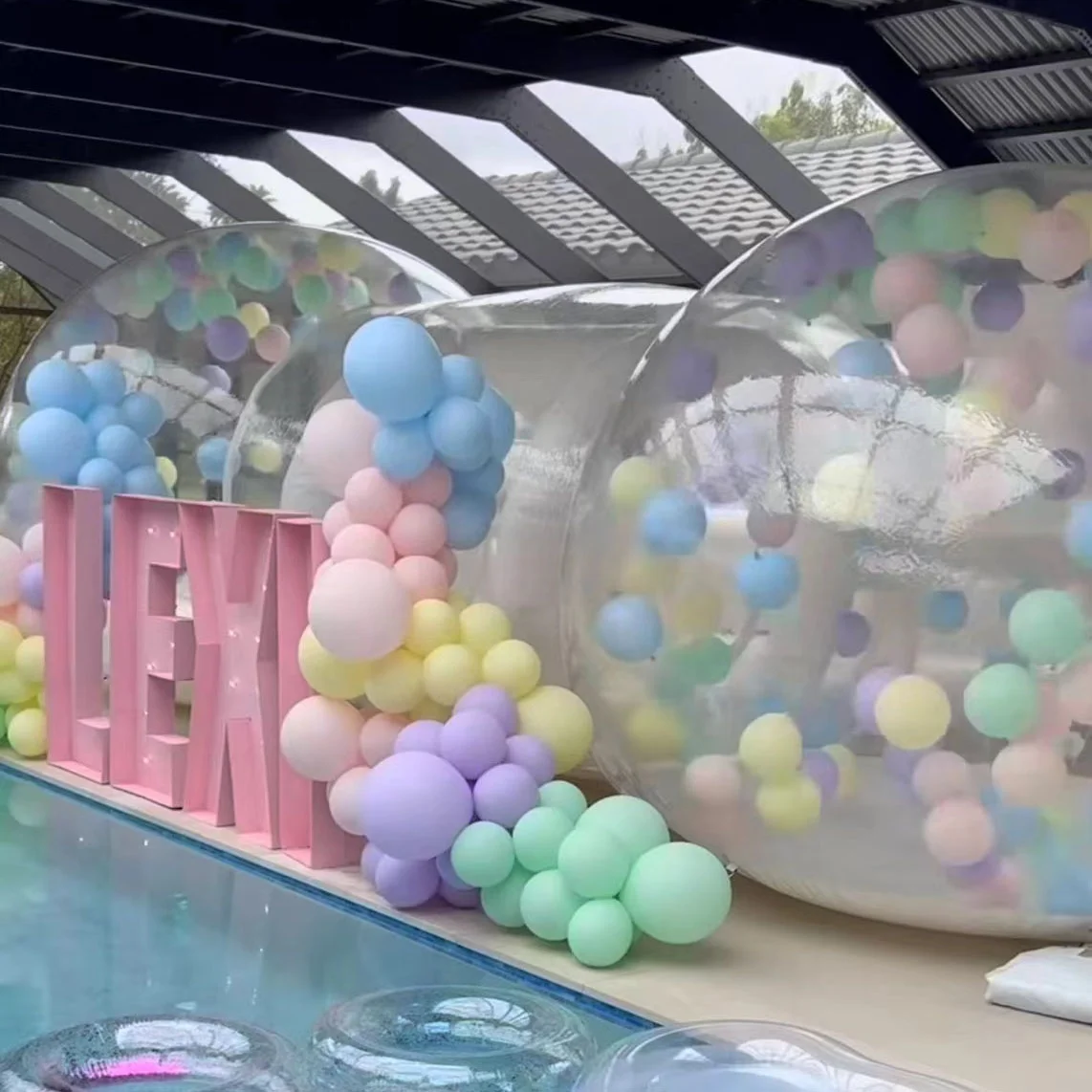 Event Wedding Party PVC Inflatable Bubble Tent Transparent Igloo Dome Tent Twins Double Inflatable Bubble House For Kids Adult