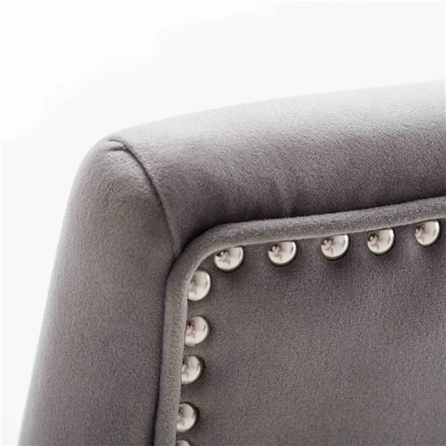 Velvet Fabric Wooden Chair High Back Modern Dining Chair With Ring Knocker