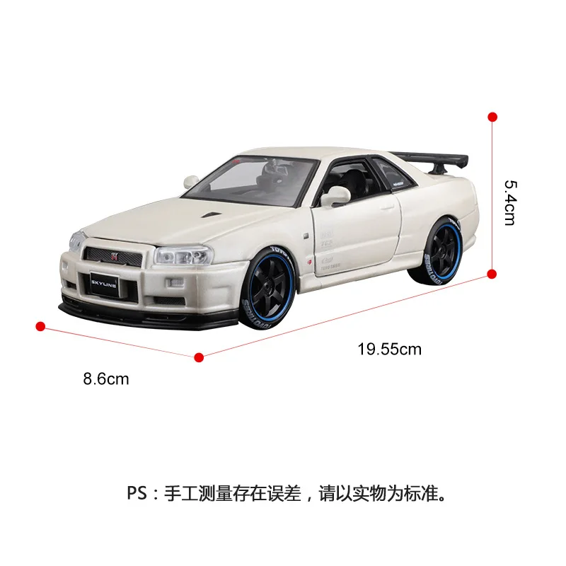 Bburago 1:24 Ni ssan GTR R34 Classical Super Car Metal Racing Simulation Alloy Car Model Diecast Toys Vehicle