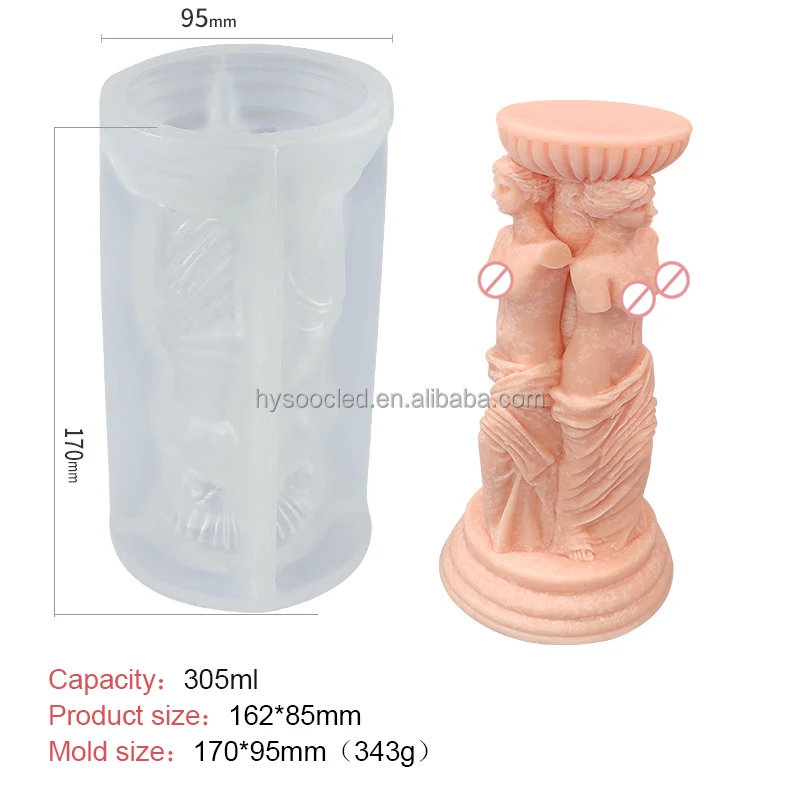 Art 3D Roman Column Candle Mold Scented Stone European Simple Home Candle Wax Mold Furnishing Aromatherapy Resin Silicone Mold