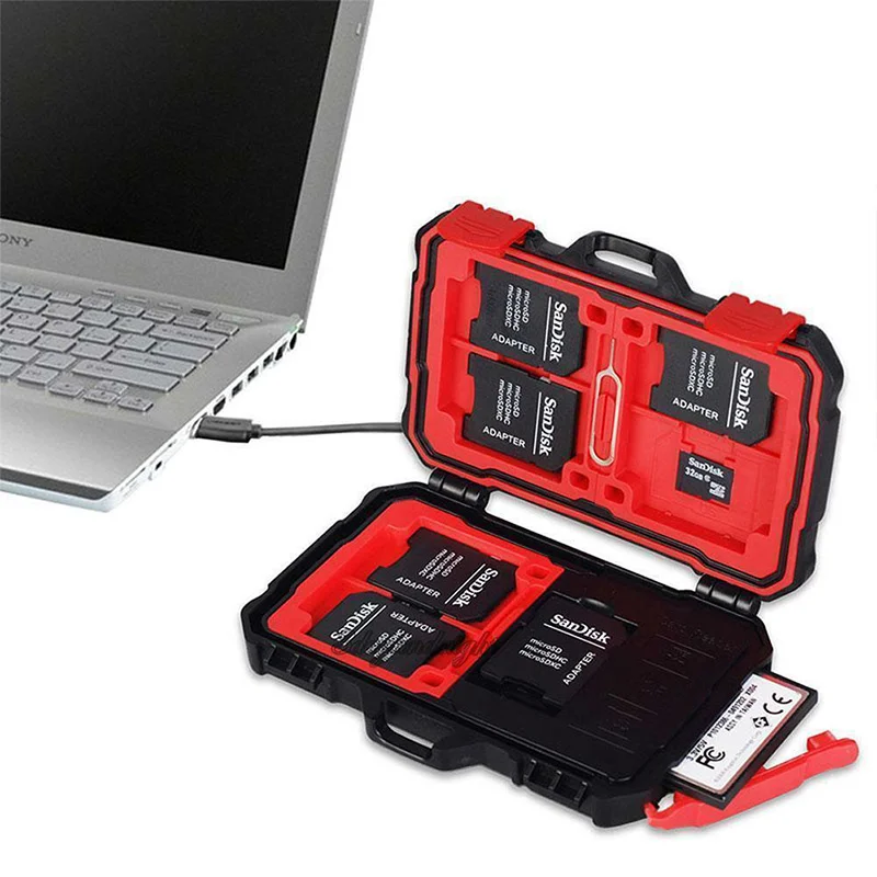 Portable SD Card Holder Waterproof and Shockproof SD Card Box Storage Can Be Used for SD/CF/TF