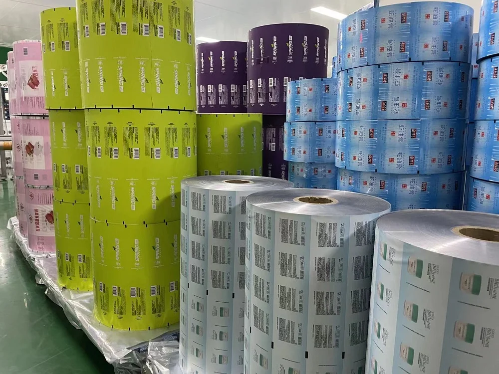 Ламинированная пластиковая упаковка гелевая рулонная пленка для сока майлара цветная печатная фольгированная упаковочная