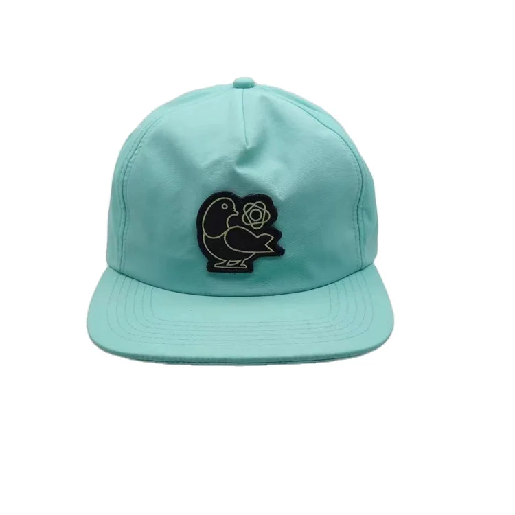 5 panels unstructured nylon waterproof flat brim snapback cap