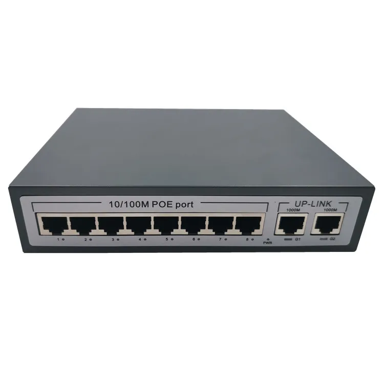 CCTV 8 Port 10/100Mbps and 2 port10/100/1000Mbps Uplink poe switch Security monitoring system