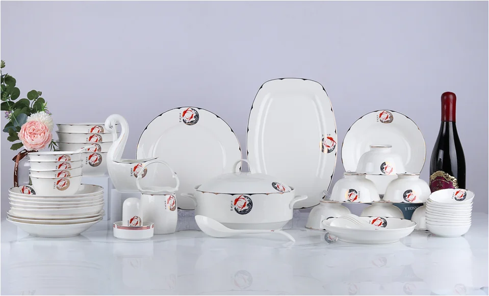 52pcs High Quality Ceramic Plates Set Porcelain Dinner Sets Tableware Ceramic Gift Set Dinner With Gift Box