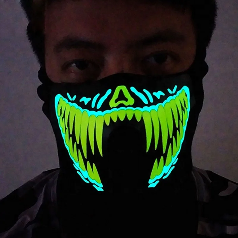 Adult Sound Activated EL Voice Activated LED Mask Music Rave LED EL Panel Mask For Halloween