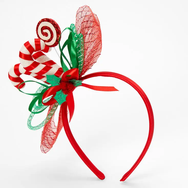 Christmas headband Candy Flower Lollipop candy stick and bow flower combination headband for girls