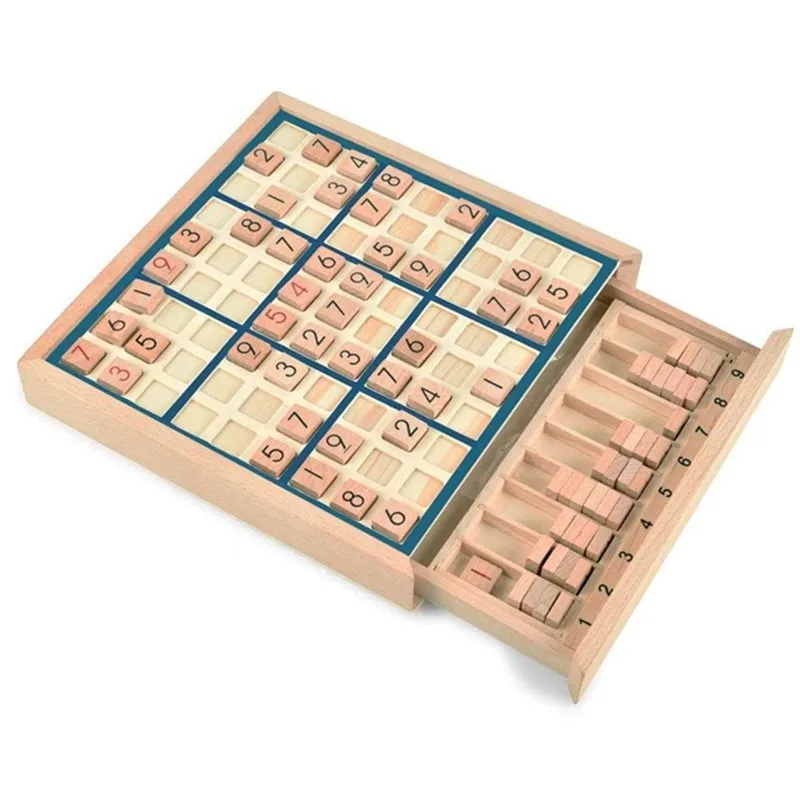 sudoku intelligence mind logic brain teaser wooden sudoku chess board puzzles game math iq toys montessori early education