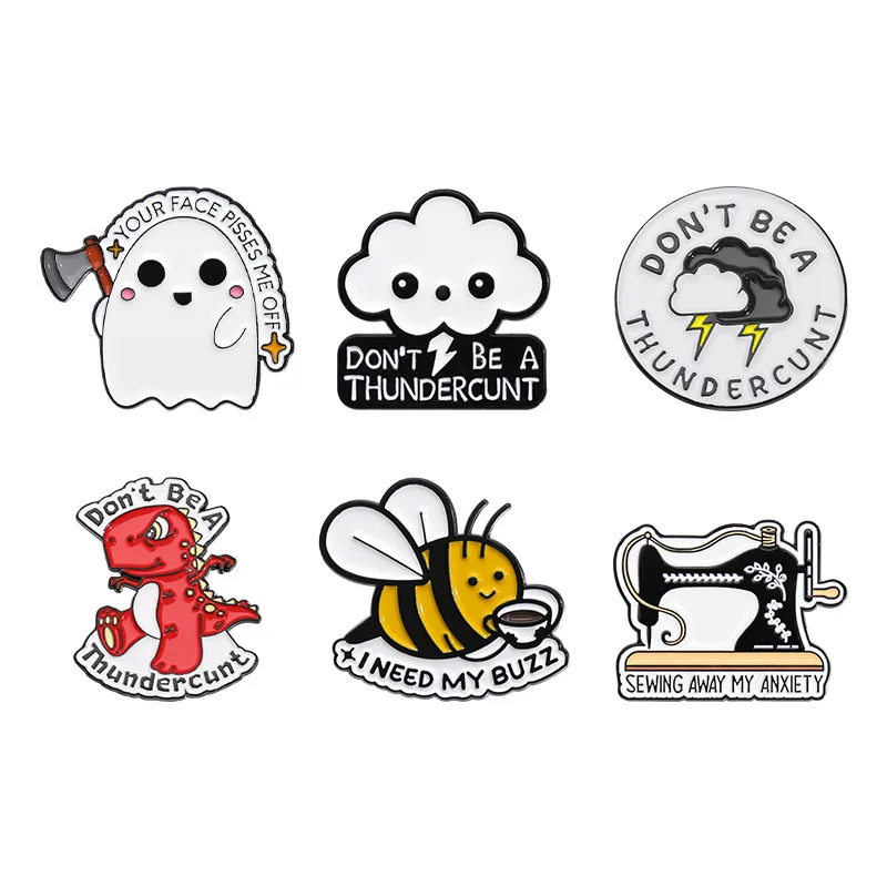 Animal brooch Cloud Bee Dinosaur letter shape Alloy jewelry Exquisite black sewing machine paint badge buckle