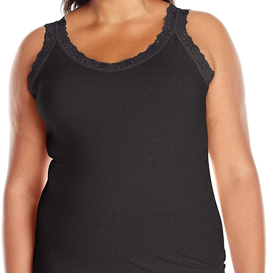 
2021 new hot-selling summer sexy Womens Plus Size Stretch Lace Trim Tank Top camisole 