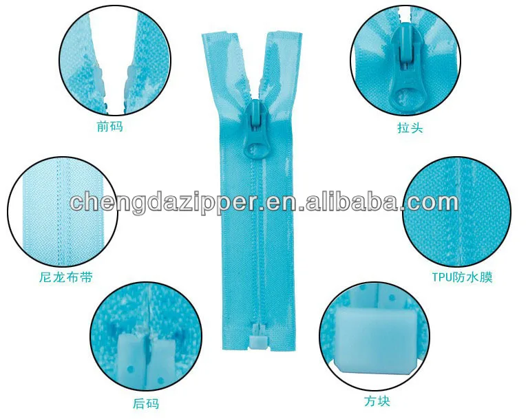 Chengda  New product Explosion 5# TPU material nylon/plastic waterproof Tape close end waterproof  zipper