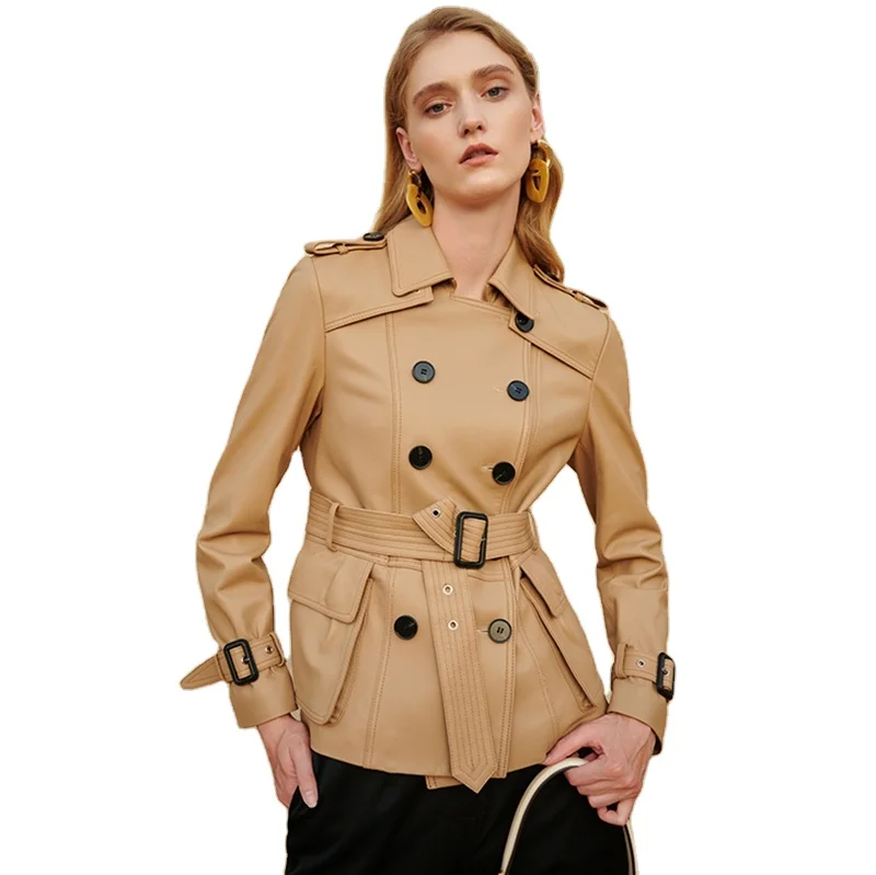 Custom Women Sheepskin Jacket New Design Sheepskin Leather Jacket Fashion Women Coat Slim Crop Leather Jacket