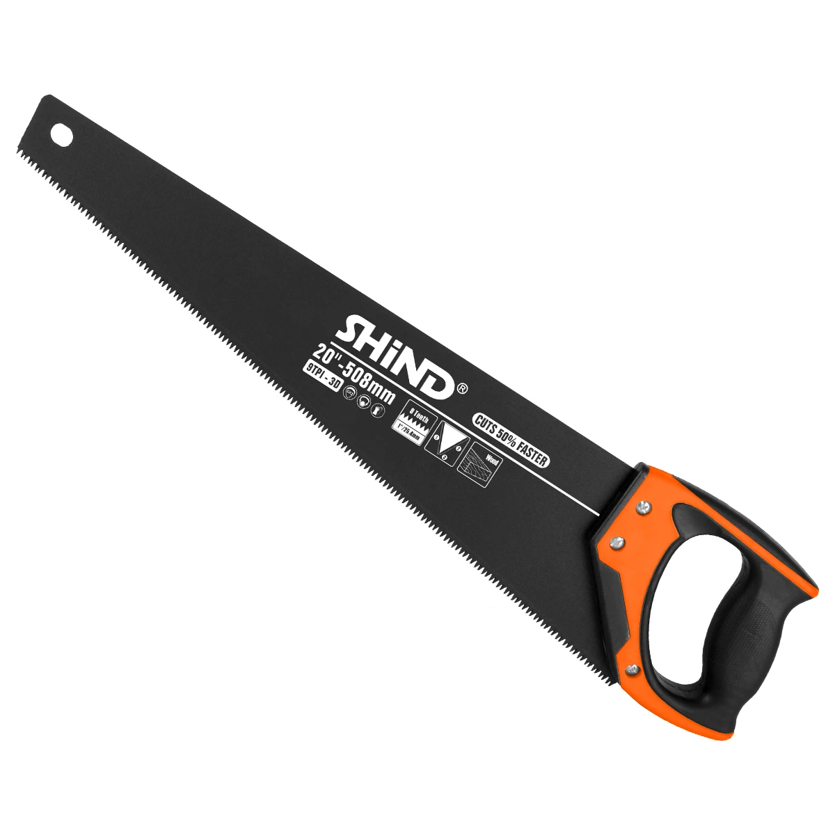 SHIND 94643 TPR Handle Hand Saw 508mm/20in Multi-purpose Professional Woodworking Gardening Cutting Manual Household Hand Tools