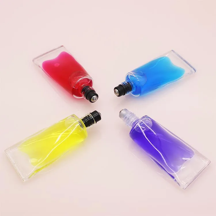 Popular 10ml New Shape glass roll on bottle for Cosmetic Essential Oil Perfume Oil Hair Tonic Roll on Bottle with Steel Ball