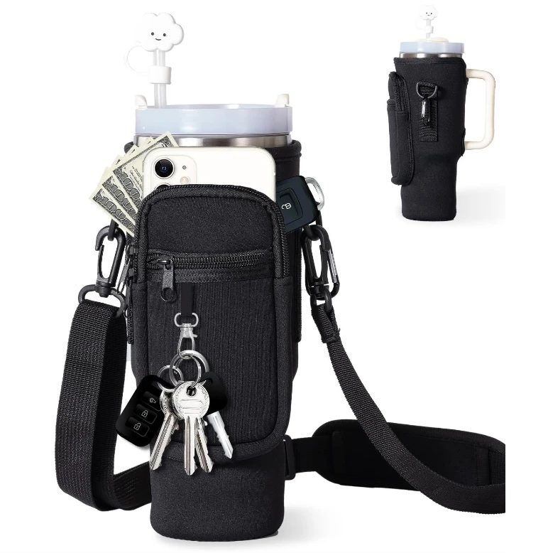 Water Cup Holder Water Bottle Carrier Bag with Phone Pocket for Stanley Cup