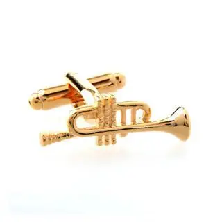 Boutique Gold and Steel Color Trumpet Shape Cuff links Tie Clips Men Unisex Anniversary Engagement Shirt Formal Wear Accessories