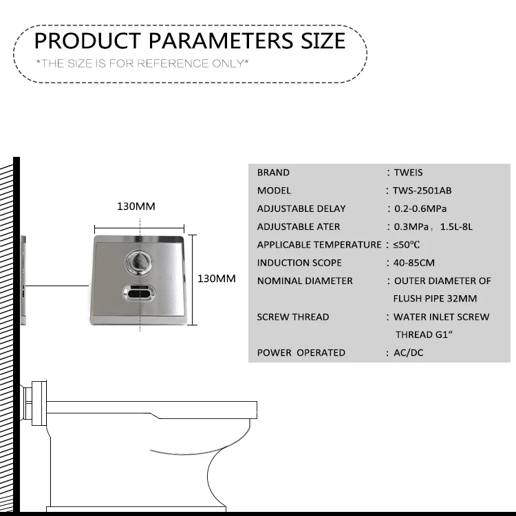 Laser logo printing production concealed  toilet urinal sensor flush panel valve with button AC+DC