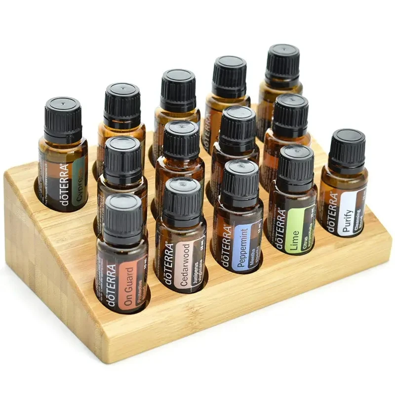 Wooden Essential Oil Display Stand Tabletop Essential Oils Perfume Storage Racks Oil Bottles Holder