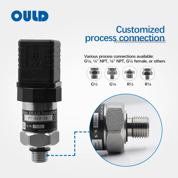 OULD PT-309 Piezoresistive 4-20mA Pressure Transducer Oil Pressure Sensor