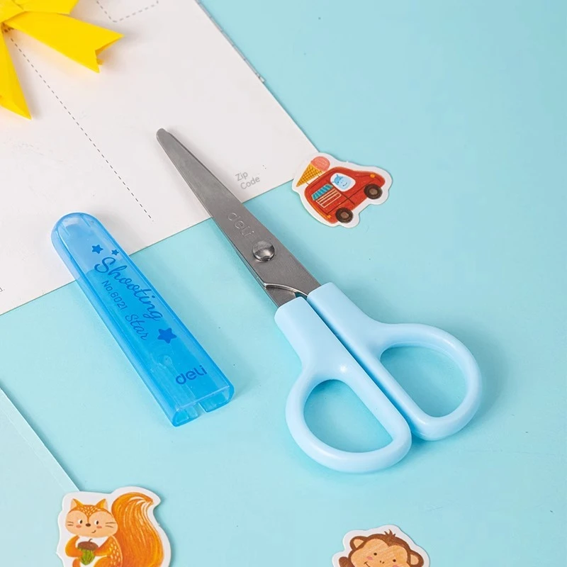 Deli 6021 scissors orange students and children with art scissors safety handmade DIY tools cartoon Xi supplies educational