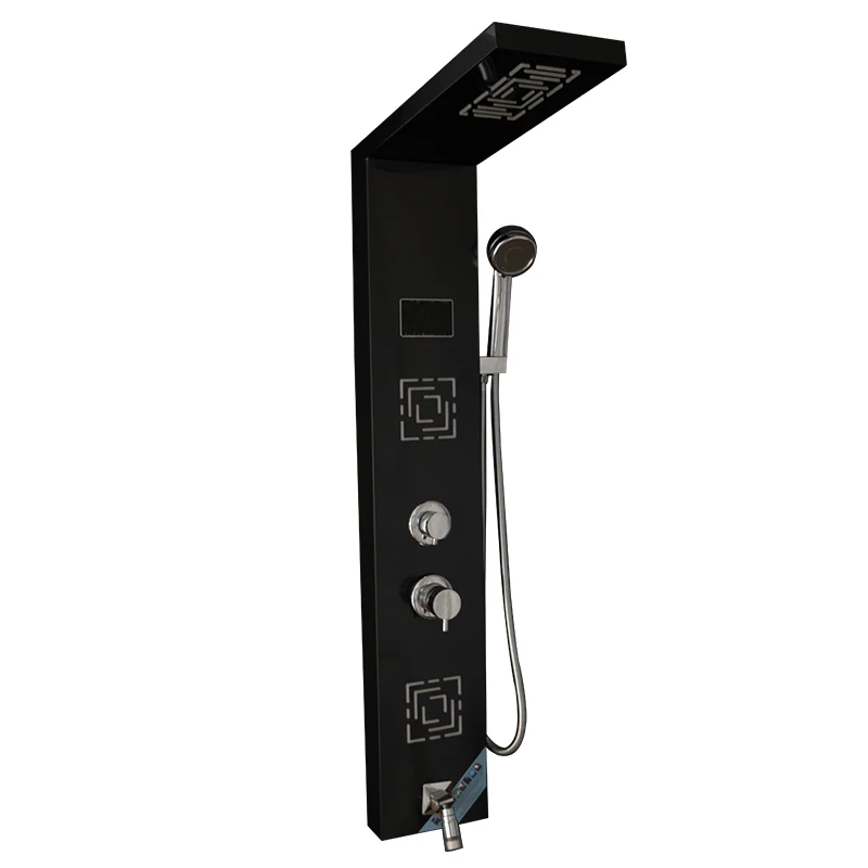 Own design multifunction stainless steel bathroom led light digital rainfall shower panel