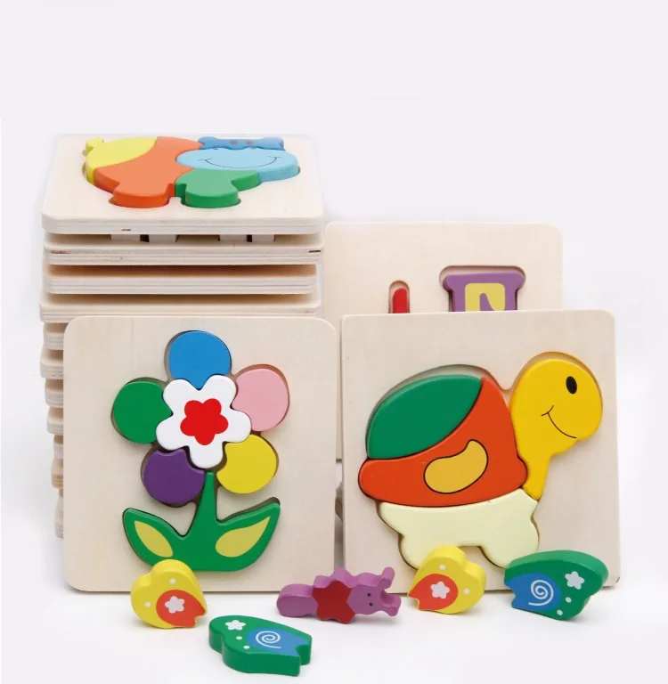 Cartoon animal flower wooden jigsaw puzzle for kids
