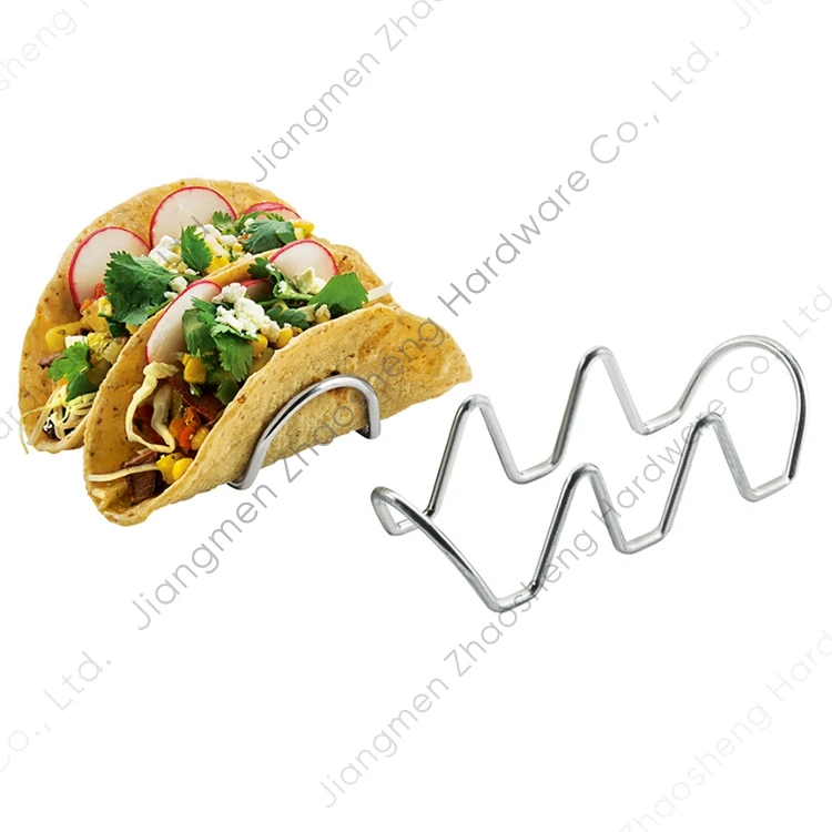 Multiple Wholesale Restaurant Decorative Metal Oven Safe  High Quality Stainless Steel Stand Taco Holder Set For 3 Taco