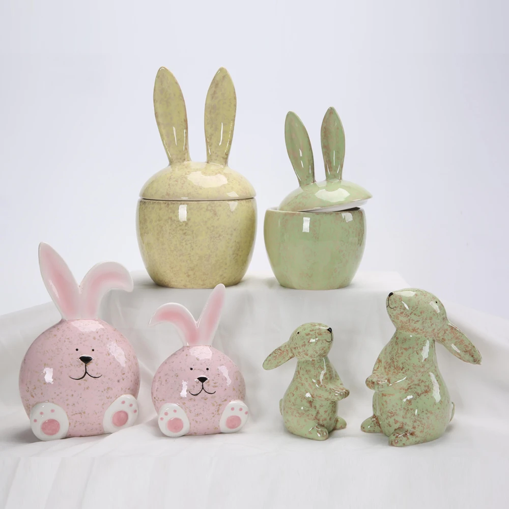 Easter Spring Garden Party Tabletop Decoration Ceramic Rabbit Egg Cup Easter Bunny Egg Stand Holder