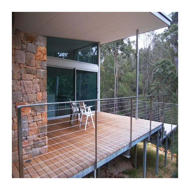 Outdoor deck wire cable railing stair balustrade handrail system