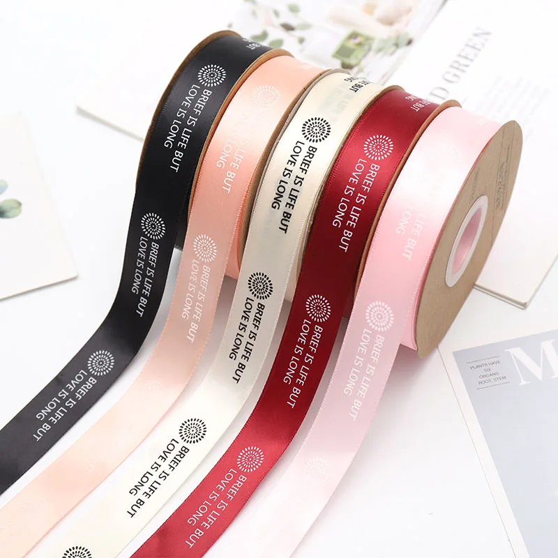 25 мм * 50 ярдов букет цветов, праздничная подарочная коробка на День святого Валентина, изготовление бантов, изготовление на заказ лент, рулон цветов