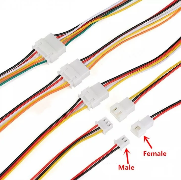 JST разъем XH 2,54 мм Шаг жгут проводов кабель с разъемами Molex разъема Мужской Женский Разъем Индивидуальные цвет провода/длина 26AWG
