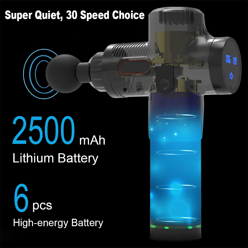 30 Speed Timing Control Deep Tissue Percussion Vybe Massage Gun, 24V Cordless Massage Machine Fascia Gun-